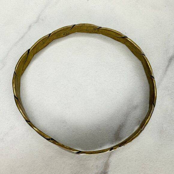 Vintage Mexico Silver Braided Bangle ✨ Flat Woven Design Boho Bracelet 🌵 - Picture 3 of 9